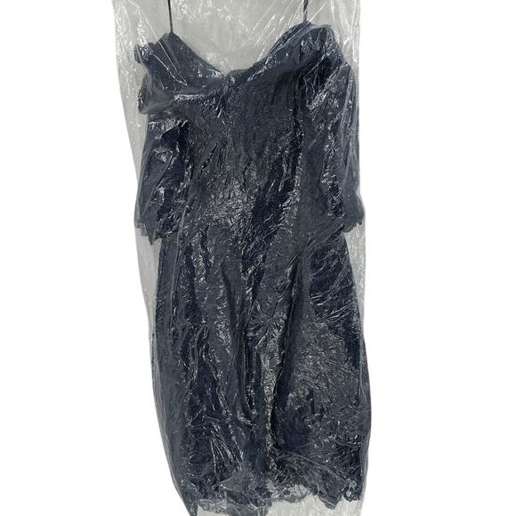 Mac Duggal Women's Blue Embellished Plunge Neck Bishop Sleeve Dress Size 14 - Picture 5 of 10